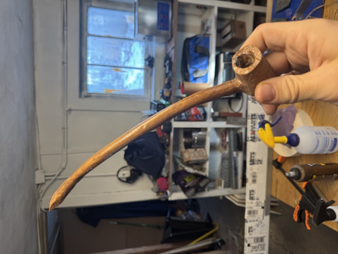 The bowl carved and the stem finished
